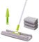 CQT Commercial Flat Microfiber Floor Mop Cleaning System 16 Inch Wet Dry and Dust Hardwood with 4 Washable Pads Cleaner for Laminate Tile Stainless Steel Handle and Extension (PT09 Green)