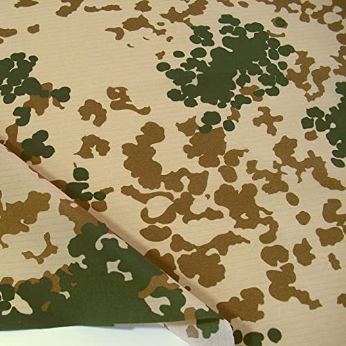 TOLKO Bundeswehr Camouflage Stoff aus Ripstop Nylon | Farbecht Reißfest UV-beständig | Popeline Tarnstoff Armee Flecktarn Stoffe zum Nähen Meterware (Wüste Popeline leicht)