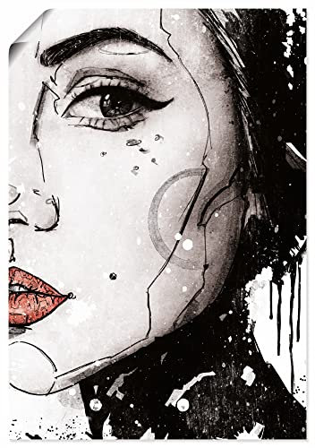 ARTLAND Wanddeko Poster & Kunstdrucke Wandposter Hochformat Frau Profil Porträt Nahaufnahme Auge Lippen U3KF