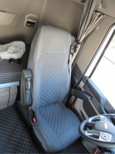 AVITON LKW-Sitzbezüge, Öko-Leder, passend für DAF XG 106 ab 2021, Grau