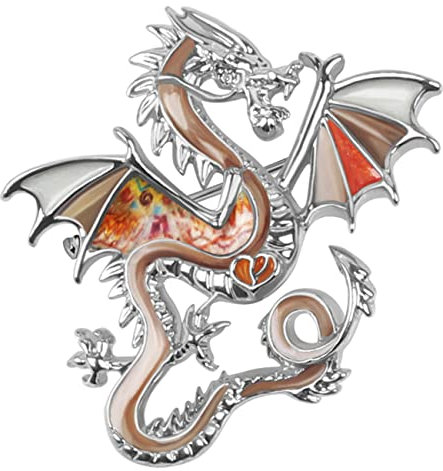 DOWAY Broche dragon en émail pour femme, Métal émail Métal, Grès