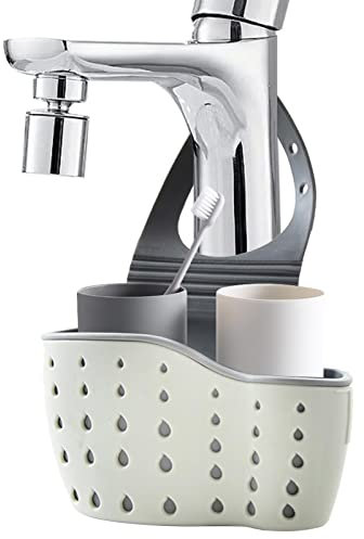 Mashin Support d'évier Suspendu pour Robinet | Porte-éponge en Caoutchouc à Double Couche pour Cuisine,Porte-égouttoir pour éponge à Savon, Panier Rangement Suspendu