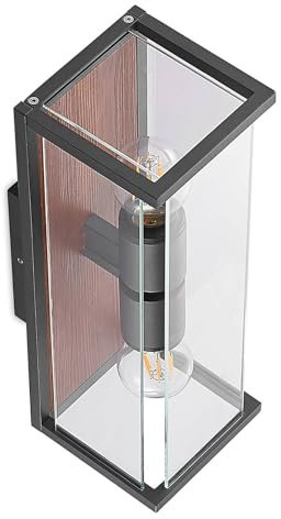 Lucande Wandleuchte außen Elwin (spritzwassergeschützt (Modern) in Schwarz aus Aluminium (2 flammig, E27) - Außenwandleuchten Wandlampe Led Außenlampe Outdoor für Außenwand/Hauswand