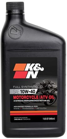 K&N Full Syntheteic Motorcylce/ATV Oil: 10W-40 Synthetic Oil: Premium Engine Protection, 1 qt