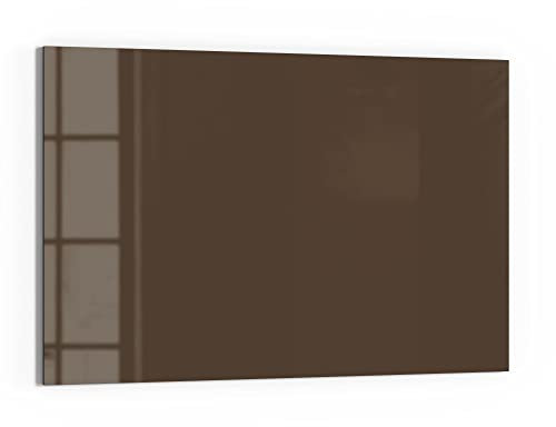 DEQORI Glas-Magnettafel | 60x40 cm groß | Unifarben - Braun | Memo-Board aus Glas | Magnetboard inkl. Magnete, Stift & Tuch für Küche & Büro | Tafel magnetisch & beschreibbar