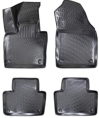 Rizline Passgenau 3D Fussmatten Auto Kompatibel mit Volvo XC90 Hybrid 2. Generation 2015-2023 Auto Zubehör 1. und 2. Reihe Gummimatten Autos TPE Allwetter Geruchlos rutschfest Schwarz