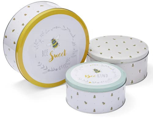 Cook Smart England Set of 3 Cake Storage Tins | British Designed Nesting Cake Tins for Cakes & Biscuits | Cake Tin/Biscuit Tin Available as Square Cake Storage Tin or as Round Cake Storage Tin