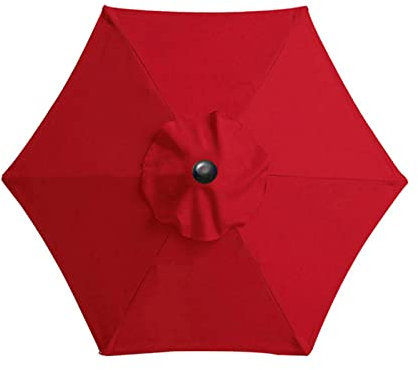 kyaoayo Tissu de rechange pour parasol - Housse de rechange pour parasol - Anti-ultraviolet - Tissu de rechange pour parasol d'extérieur - Auvent de rechange (rouge, 2,7 m, 8 nervures)