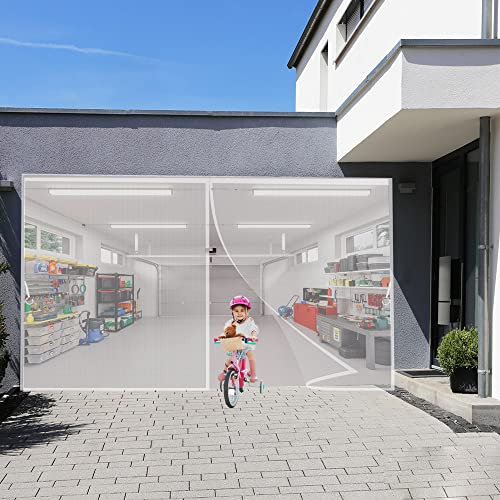 Zanzariera Magnetica, 210x225cm Zanzariere su Misura Rete di Ottima qualità con Strisce Adesive per Porte d'Ingresso,Porte, Cortili (Bianco)