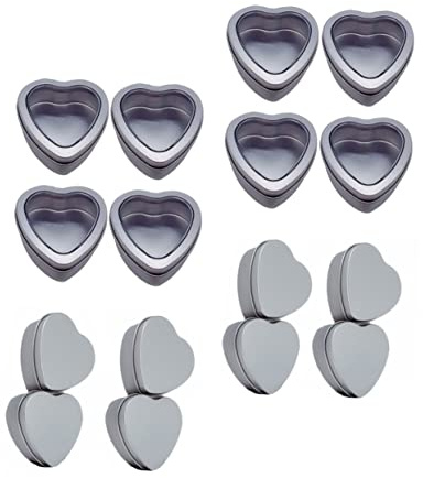 Alipis 24 Cajas de Hojalata en Forma de Corazón Ventana Visual, para Dulces y Té, Color Plata, Uso Múltiple