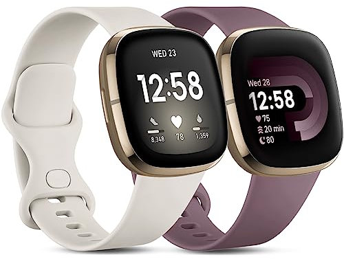 CeMiKa Compatibile con Fitbit Versa 3 Cinturino/Fitbit Sense Cinturino, Morbido Regolabile Sportivo di Ricambio Cinturini Compatibile con Fitbit Versa 3/Sense, Verde Stella Viola Fumo