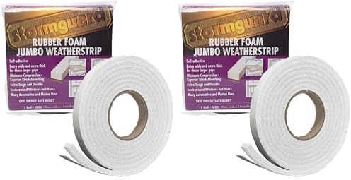 Stormguard 05SR6843053W 3.05m Rubber Foam Jumbo Draught Excluder Weather Strip Seal - White (Pack of 2)