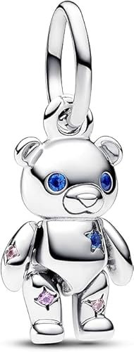 PHCLASY Movable Teddy Bear Charms Zirkonia fit Der größte Teil Europas und Amerikas Armband&Halskette,Christmas Bead Charm für Damen