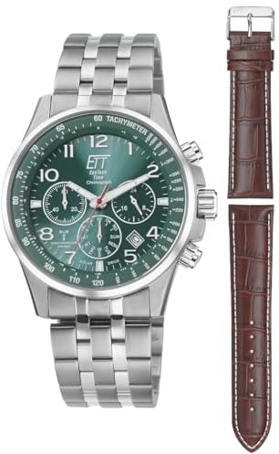 ETT Eco Tech Time Funk Solar Herren Uhr Analog mit Edelstahl massiv Armband EGS-11611-82MS