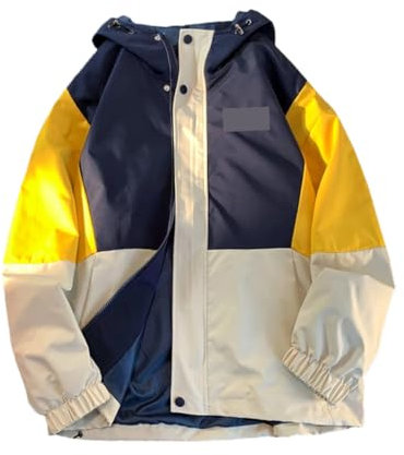 Vsadsau Männer Sport Hoodies Casual Outwear Brief Stickerei Jacken Kontrast Snowboard Outdoor, gelb, XXXL