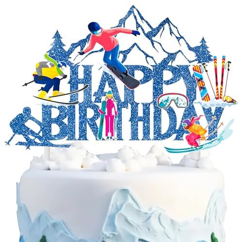 iPartyFun Skiing Theme Birthday Party Cake Topper
