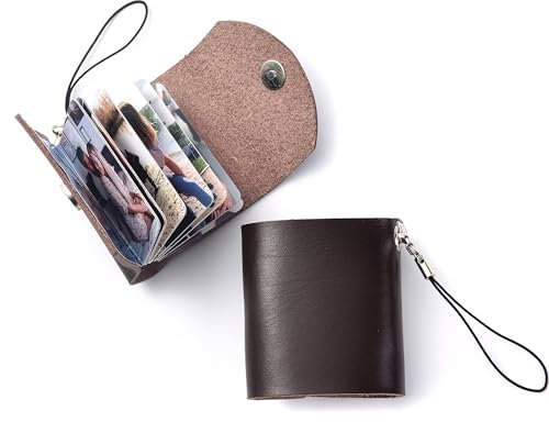 Porte-clé album photos personnalisé,Porte-clé mini album photos personnalisé pour les cadeaux commémoratifs (Dark Brown)