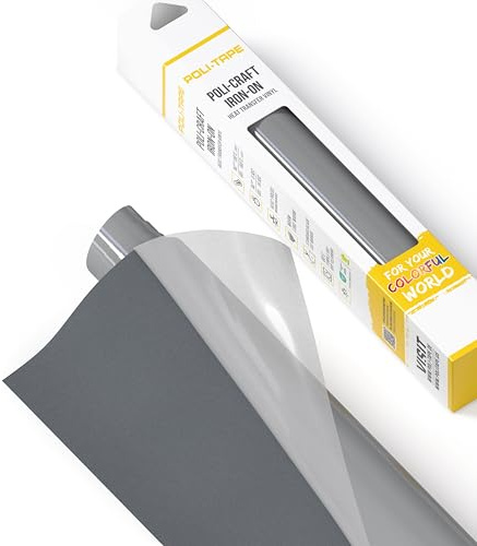 POLI-TAPE TUBITHERM® FLOCK Transferfolie mit samtartiger Oberfläche für Textilien – Flockfolie zum Aufbügeln, Plotterfolie für DIY Shirts, Anthrazit, 30,5 cm x 61 cm