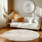 HomebyHome Kurzflor Teppich Wohnzimmer 200 cm Rund Creme Hoch-Tief 3D Effekt Teppich Waschbar, Flauschig und Extra Weich - Skandinavisch Boho Muster Teppich für Schlafzimmer, Esszimmer und Küche