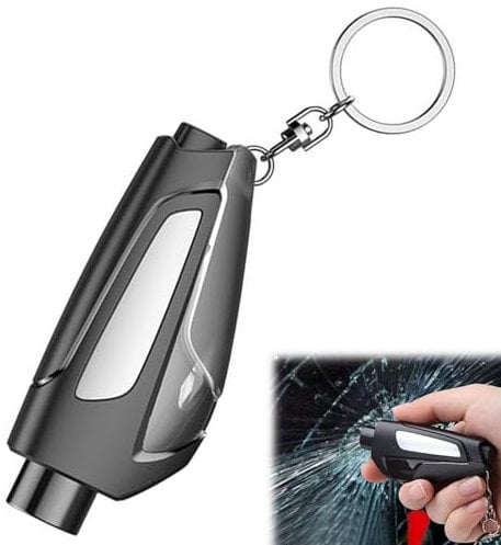 Car Window Breaker,3in1 Portable Glass Breaker Car Escape Tool,Seat Belt Cutter and Window Breaker,Safehammer Glass Breaker,Window Breaker Keyring Decorations for Land Underwater Saving Survival