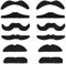 12 Stück Schnurrbart zum Ankleben,Schwarze Schnauzer,Fake Bart zum Ankleben Realistisch,80er Falscher Bart,Kostüm Schnurbart Kleben für Weihnachtsfeier Geburtstag Partei Damen Herren,Moustache,Beard