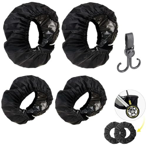 Radabdeckungen für Babys,Rollstuhlschutzabdeckung,Kinderwagen Radabdeckung 4PC wasserdichte Radschutzhülle mit Haken Kinderwagen Radabdeckung für Kinderwagen Staubdicht Kinderwagen Zubehör