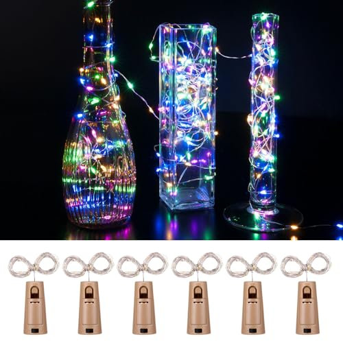 BTBHIHO Paquet de 6 Lumières de Bouteille 2M 20 LED Guirlande Lumineuse Guirlande Lumineuse Bouchons de Bouteille pour Fête Mariage Halloween Décoration de Noël Décoration Lumineuse en Verre