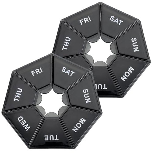 Sibba 2x Tablettendose Pillendose für 7 Tage Klein Medikamentenbox Täglicher Pillenhalter Tragbarer Reise-PillenbehäLter für Tasche Oder GeldböRse Medikamentenplaner für Vitamine Fischöl Tablettenbox