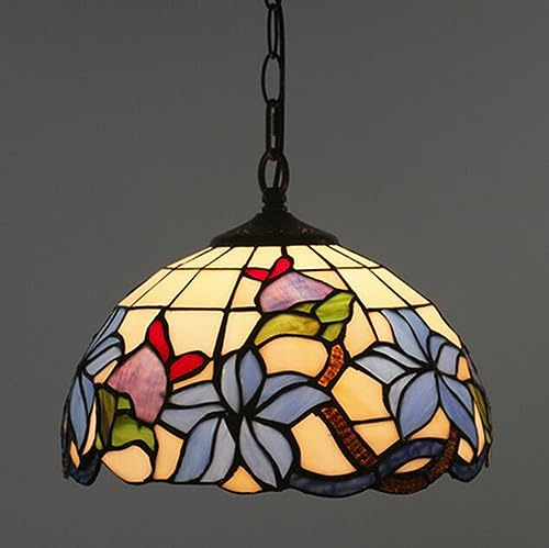 SSNCcNC Ø30cm Tiffany Hängelampe Europäischen Vintage Pendelleuchte Buntglas Glas Esszimmerlampe Rund Pastoral Hängeleuchte Schlafzimmer Wohnzimmer E27