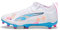 PUMA Ultra 5 Match Fg/Ag Jr - Scarpe da calcio unisex per bambini, Bianco Blu Rosa, 4 UK