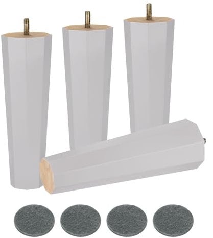 sourcing map 4Pcs Wood Furniture Legs, 7.87 Solid Wood Replacement Furniture Feet for Couch Sofa Cabinet,Grey