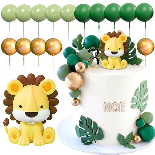 JeVenis Löwe Tortenaufleger Safari Tier Tortenaufleger Safari Tortenaufleger Löwe Geburtstag Dekorationen Wild One Kuchendekoration Safari Babyshower Kuchendekorationen
