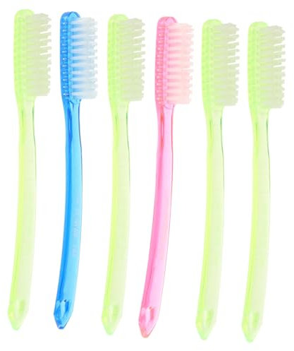 HOMOCONO 6 Stück Zahnbürsten Erwachsene Mit Festen Nylonborsten Großer Kopf Rutschfester Griff Aus Kunststoff Ergonomisch Tragbar Für Tägliche Mundpflege Und Reisen Bunte Farben