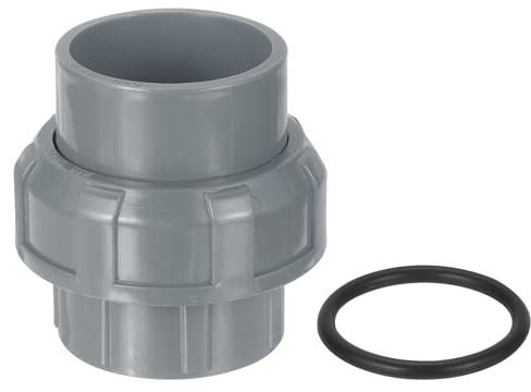QUARKZMAN 1Pcs 50mm Adaptador de Unión de Tubería de PVC, Acoplamiento de Unión Deslizante de PVC con Anillo en O, Conexión de Puerto de Enchufe Deslizante para Piscinas (Gris)
