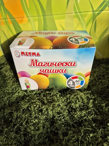 Metma Magic cups 4 cups with egg dye tampons – red, green, blue, yellow; egg dipper; instructions for use; for dyeing of up to 40 eggs Egg Paint