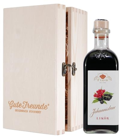 Fies Johannisbeer Likör mit Geschenk-Holzkiste