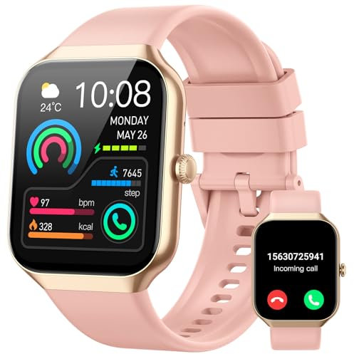 Reloj Inteligente Mujer Hombre, 2025 Nuevo Smartwatch 1.96 Llamada Bluetooth, Pulsómetro/Monitor de Sueño/Podómetro, 113+ Modos Deportivo, Pulsera Actividad Impermeable IP68 para Android iOS Rosa