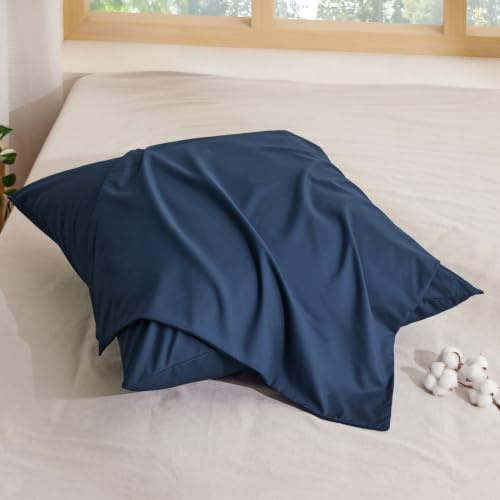 BEDSURE Kissenbezug 40x40 2er Set - 100% Baumwolle Kopfkissenbezug Blau | Kopfkissenbezug 40 x 40 mit Reißverschluss, Kissenhülle Weich Sicher Atmungsaktiv, Hautfreundlicher Komfort, OEKO-TEX Cert.