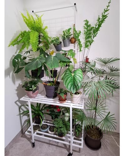 Support d'angle pour plantes d'intérieur à 2 ou 3 niveaux en métal pour pots de fleurs, étagère haute pour jardin, terrasse, bureau, balcon, meuble de rangement à plusieurs niveaux(Type D 90x44.4x102.