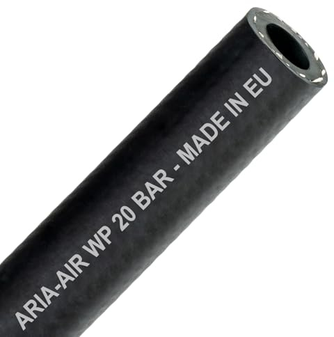 Tuyau à air comprimé 8 mm | 20 m – Tuyau en caoutchouc | 20 bar | Flexible et robuste | Tuyau de compresseur pour air comprimé, air, air comprimé, tuyau d'eau, atelier et industrie