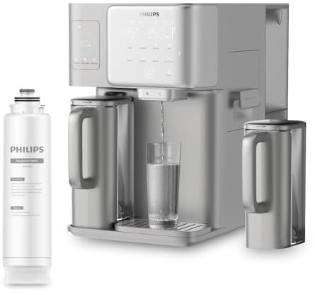 Philips Water 9000 Umkehrosmose-Wasserspender: heißes & gekühltes Wasser in Sekunden, Eiswürfelfunktion, 6-in-1-RO-Filter mit Mineralien, >110 Schadstoffe reduziert, 3:1 Rein-/Abwasser, UV-C, 2000 L