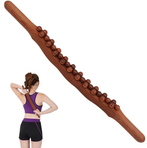 Gua Sha Faszienstab Holz mit 31 Massageperlen 58cm Gua Sha Stab | Natürlich & Hautfreundlich Guasha Faszienstab Holz für Rücken, Schulter, Bauch, Arme, Beine für Zuhause & Büro