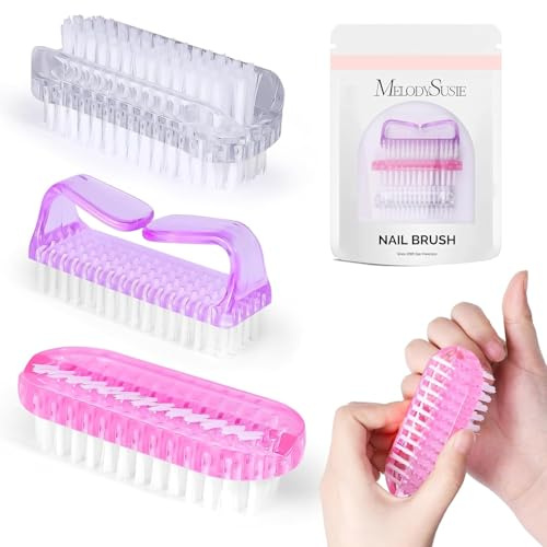 MelodySusie 3 Stück All-in-One Nagelbürsten Set für Maniküre und Pediküre | Nylonborsten, Ergonomischer, für Acrylpulver, Nageldesign, Nagelverlängerung und 3D-Nagelschnitzerei, Ideal für Salon & Hause