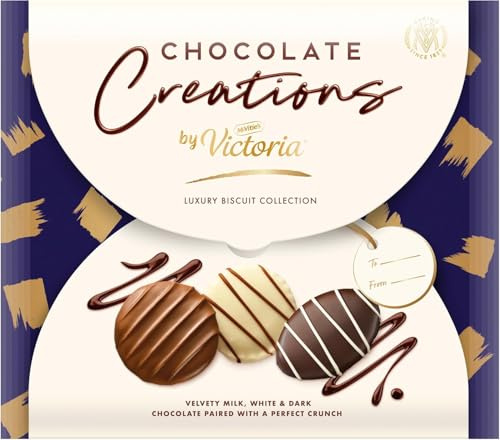 McVitiees Victoria Chocolate Creations Biscuits | Chocolate Biscuits | Cookies Gift | Perfect for Xmas Gifts | Christmas Selection Box 307g with snackify Nutrition Book (1 Box)