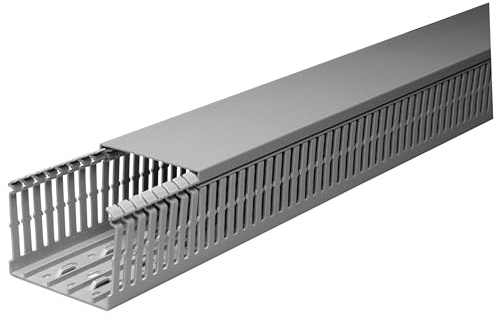 TEW 40mm x 60mm x 1m Slotted Cable/Panel Trunking Grey (Pack of 2) Closed slotted trunking complete with lid, ideal for use in control panels and cabinets to indicate cables and safe wiring.