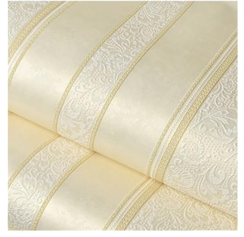 RUHTEUO Wallpaper 3D Embossed Non-woven Striped Wallpaper Roll For Living Room Bedroom Background Wall Paper Home Decoration(Beige,3.0m x 53cm)