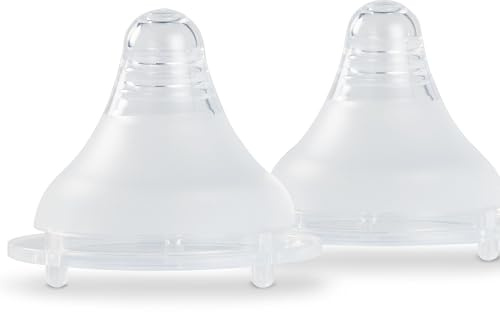Nuby RapidBottle Teats, Breast-Like Anti-Colic Design, 2-Pack, Medium Flow | Made for RapidBottle with Anti-Colic Valves & Breast-Like Design for Easy Latch, Fast Sterilising for Quick Clean Feeds