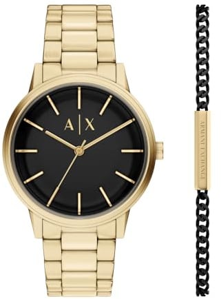 Armani Exchange Herren 42MM Goldfarbene Edelstahl Uhr, AX7178SET