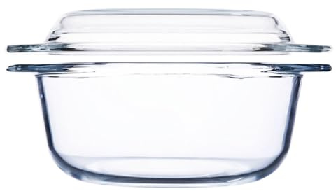 Veemoon Olla de Vidrio Templado para Horno y Microondas 1l Resistente al Calor con Tapa Hermética Adecuado para Cocinar y Servir