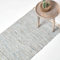 Homescapes Leder-Teppichläufer Silber-grau 66x200 cm – handgewebter Teppich aus Recycling-Leder mit silbernen Glitzerstreifen, flach gewebt im Streifen-Design